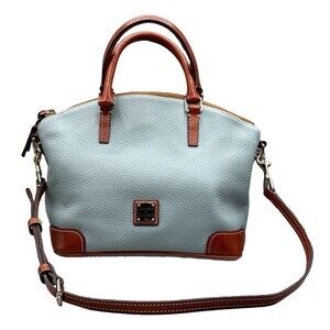 Dooney & Bourke Pebbled Leather Domed Satchel Crossbody Caribbean Blue Purse